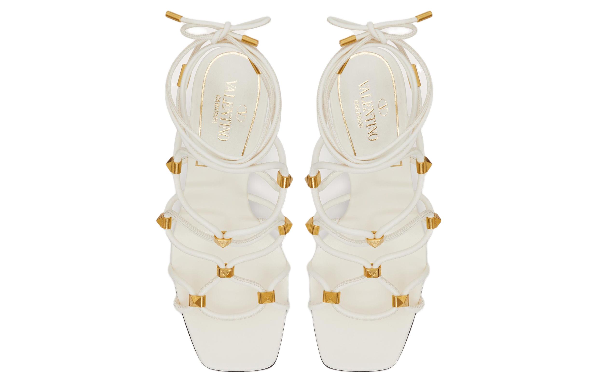 (W) Valentino Leather Lace-Up High-Heel 'Fashion Sandal White' 圖 3