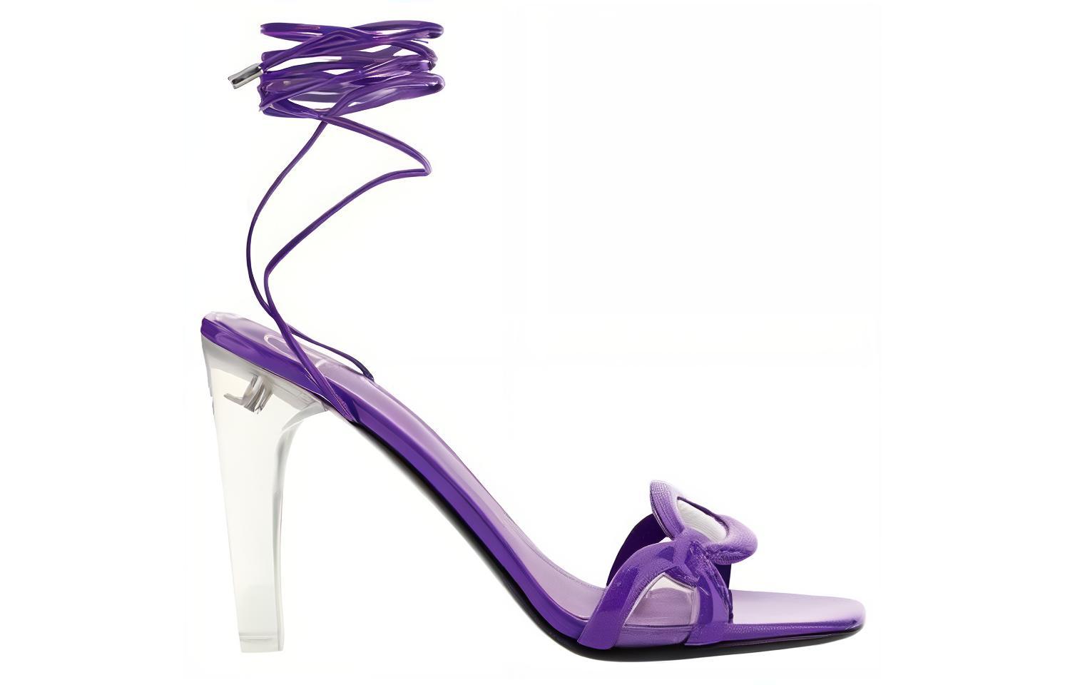 Order (Women) Valentino Leather Open-Toe Lace-up Sandal 'Purple' 2W2S0GH4LMYV3P