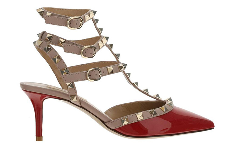 Order (W) Valentino Kulit Tumit Terbuka dengan Gesper Fesyen Slide ''Merah'' 1W2S0375VNWR19