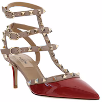 Lookbook (W) Valentino Slide Fashion Kulit Buckle Hak Terbuka 'Merah' 1W2S0375VNWR19