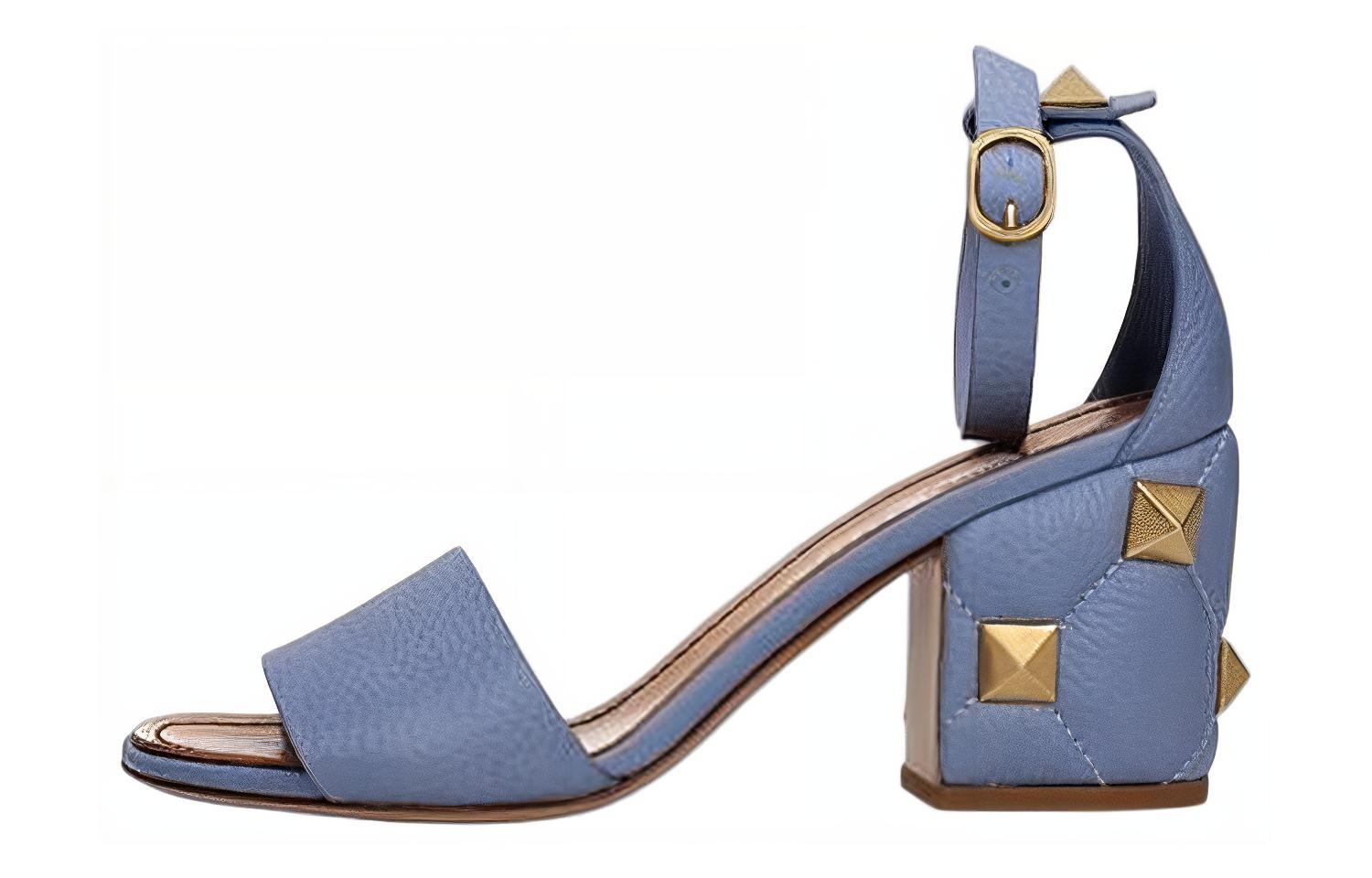 (Women) Valentino Leather Open Toe Chunky Heel Sandal 'Purple Fashion' S0EA1ILK56Y