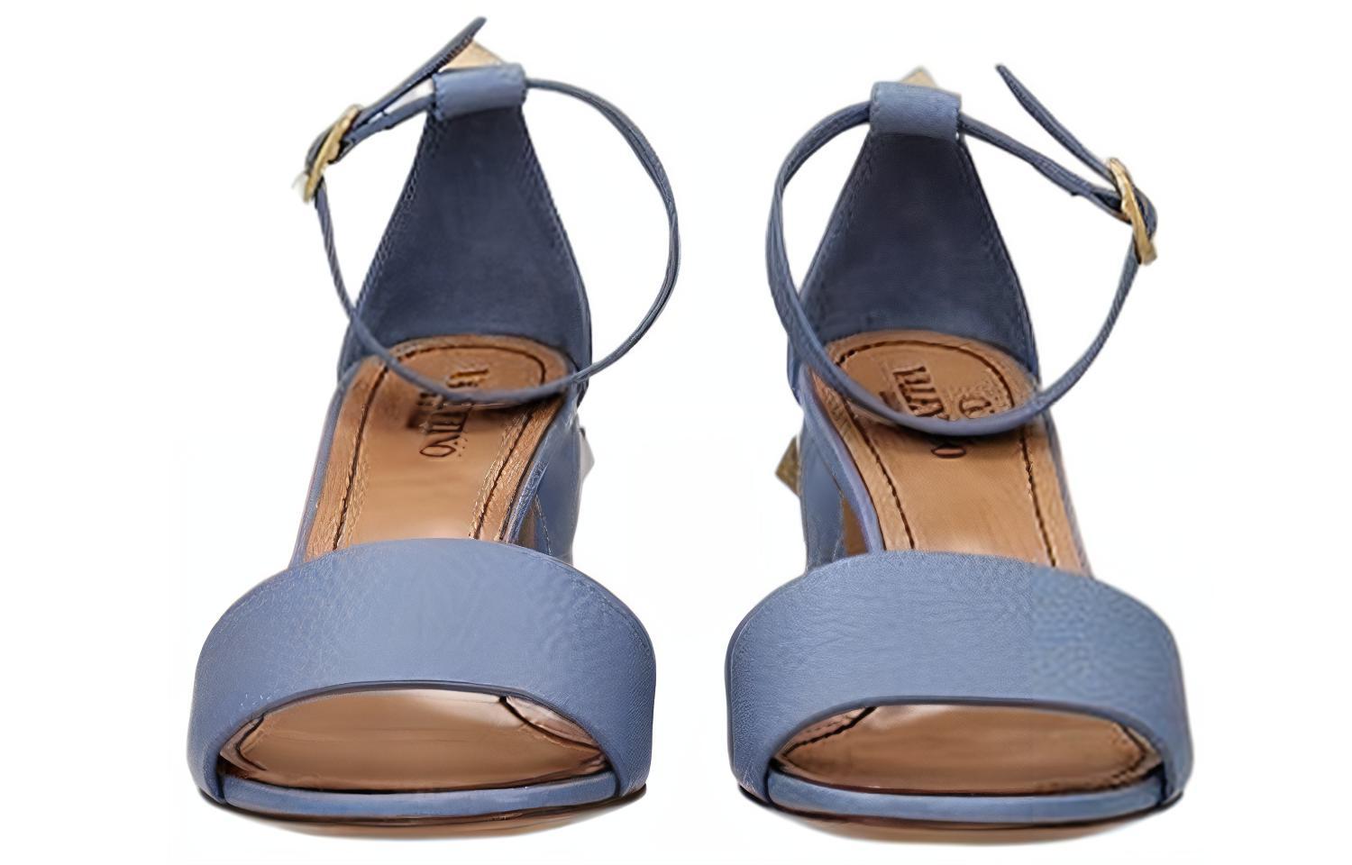 Shop (Women) Valentino Leather Open Toe Chunky Heel Sandal 'Purple Fashion' S0EA1ILK56Y