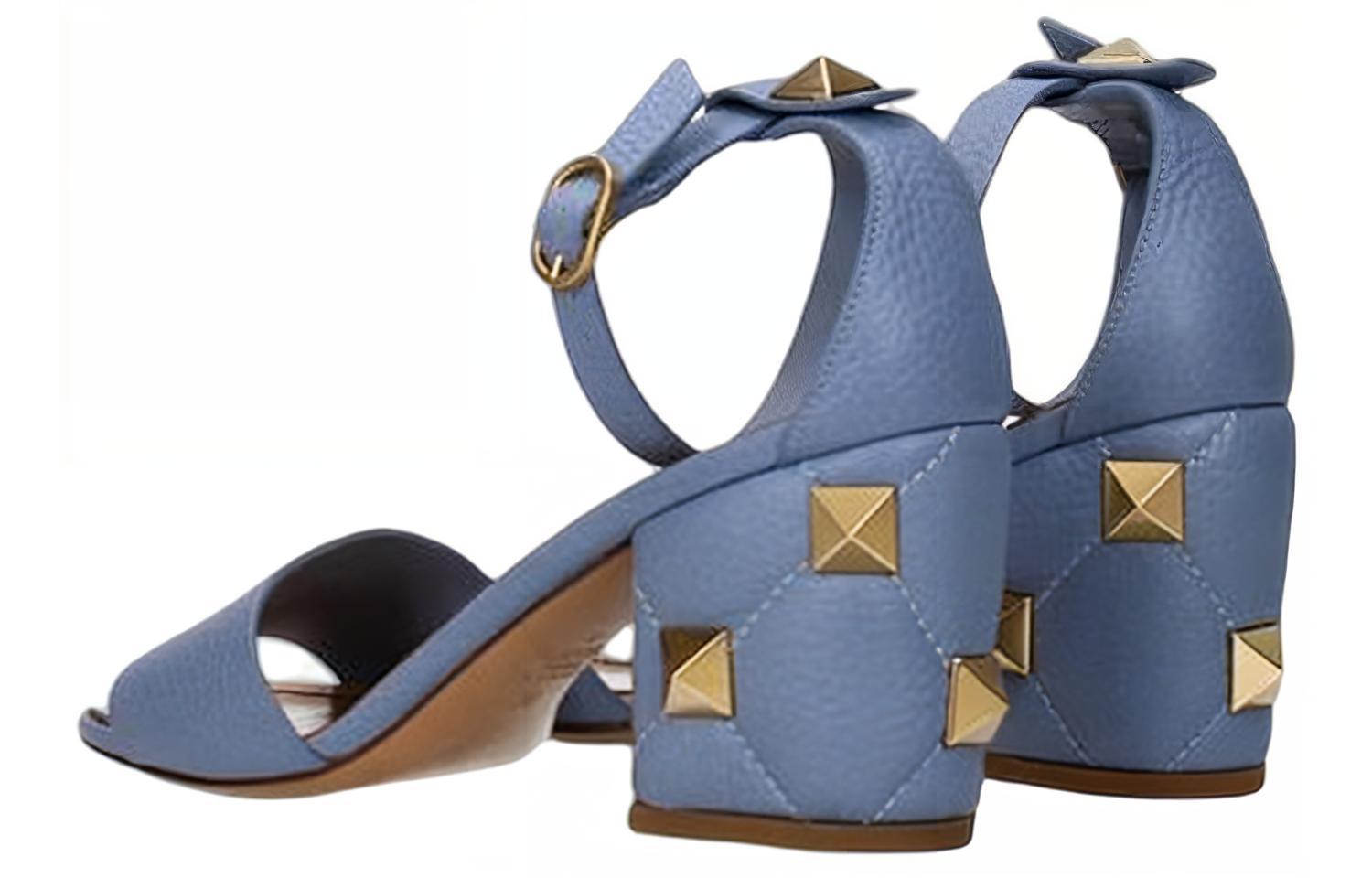 Purchase (Women) Valentino Leather Open Toe Chunky Heel Sandal 'Purple Fashion' S0EA1ILK56Y