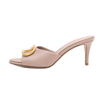 (W) Valentino Leather Open Toe Slide 'Pink Fashion'