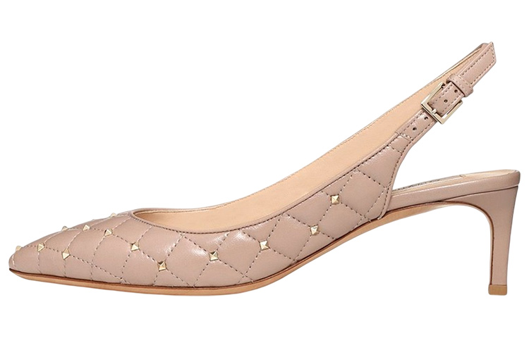 (W) Valentino Leather Pointed-Toe Pump 'Nude'