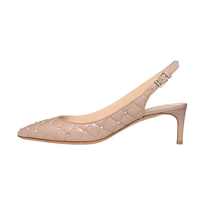 (W) Valentino Leather Pointed-Toe Pump 'Nude'
