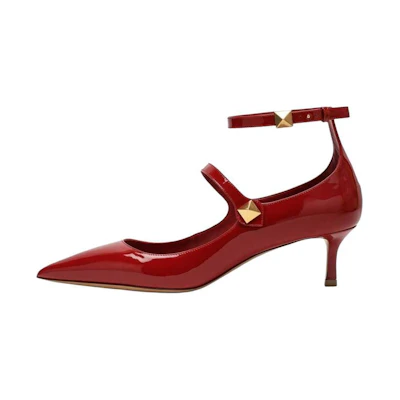 (W) Valentino Leather Pointed-Toe Stiletto 'Red Buckle'