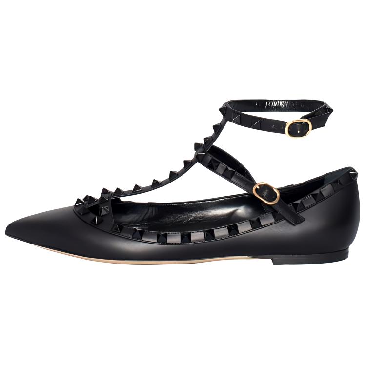 (Women) Valentino Leather Pointed Toe Flat 'Black' RW2S0376VB80NO