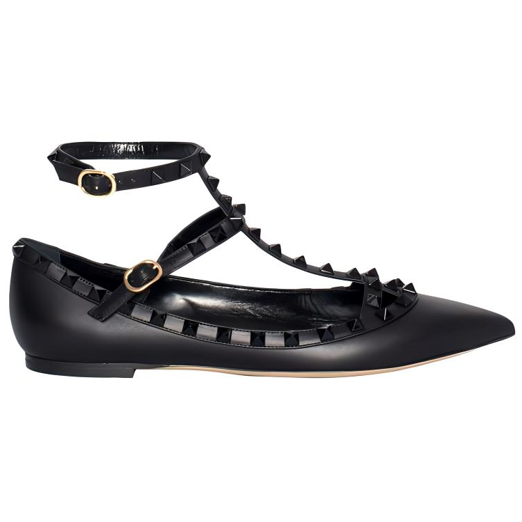 Order (Women) Valentino Leather Pointed Toe Flat 'Black' RW2S0376VB80NO
