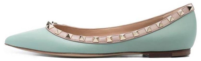 (Women) Valentino Leather Pointed Toe Slip-On 'Green' 2W2S0403VNWKJD (Women) Valentino Leather Pointed Toe Slip-On 'Green' 2W2S0403VNWKJD