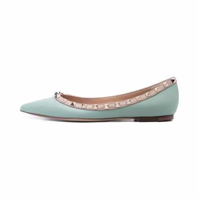 (W) Valentino Leather Pointed Toe Slip-On 'Green'