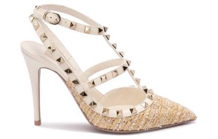 Order (W) Valentino Kulit Tumit Tinggi Runcing 'Beige' 3W2S0393IIDK2F