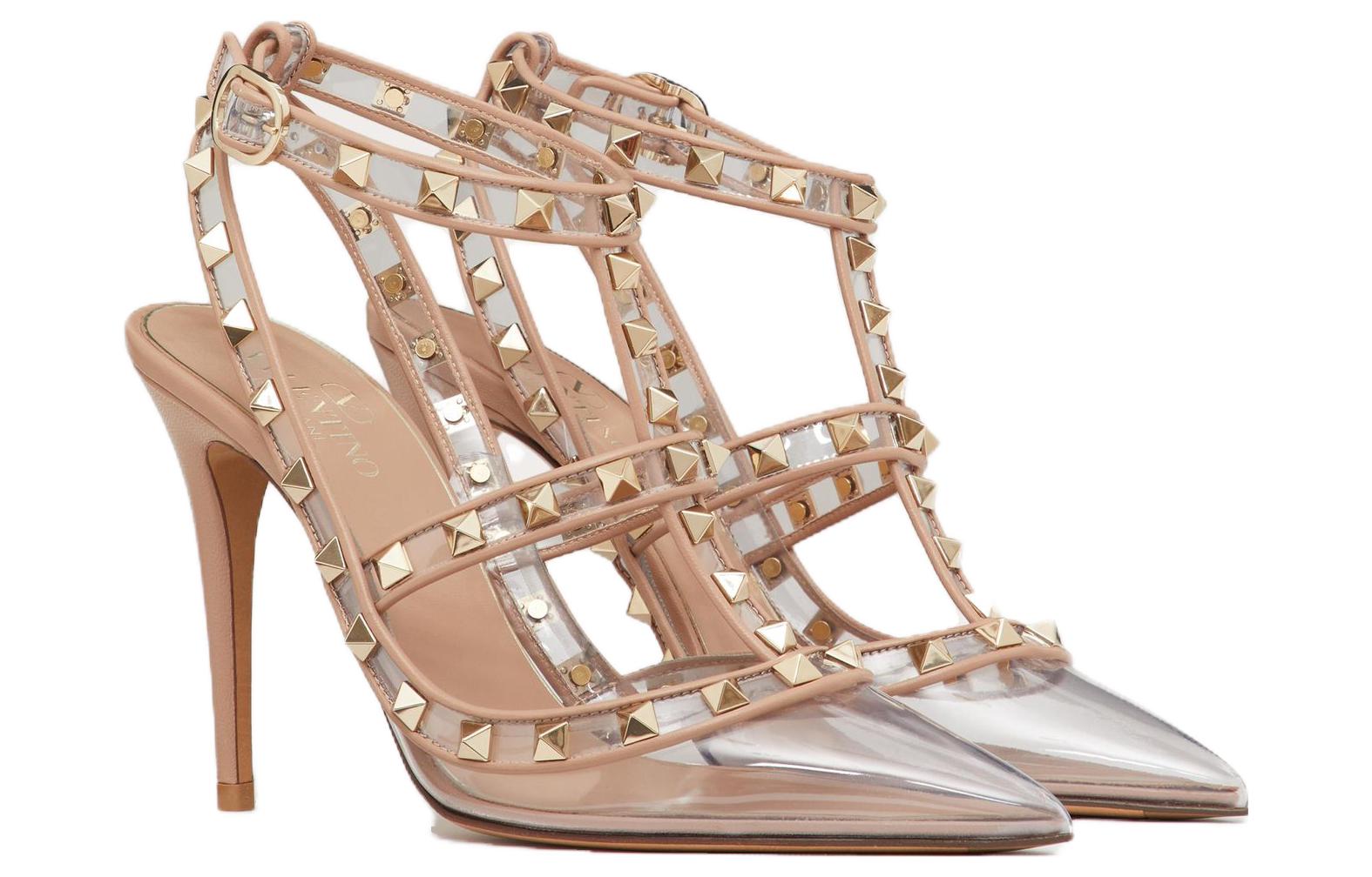 (W) Valentino Leather Rockstud Slingback Pumps 'Transparent Pink' 圖 2