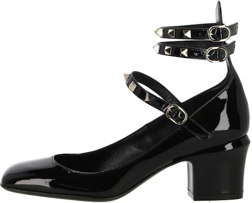 (Women) Valentino Leather Round-Toe Buckle Block Heels 'Black' 2W2S0GJ2HNQ0NO Buy (Women) Valentino Leather Round-Toe Buckle Block Heels 'Black' 2W2S0GJ2HNQ0NO