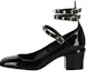 Buy (Women) Valentino Leather Round-Toe Buckle Block Heels 'Black' 2W2S0GJ2HNQ0NO