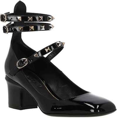 (Women) Valentino Leather Round-Toe Buckle Block Heels 'Black' 2W2S0GJ2HNQ0NO Order (Women) Valentino Leather Round-Toe Buckle Block Heels 'Black' 2W2S0GJ2HNQ0NO