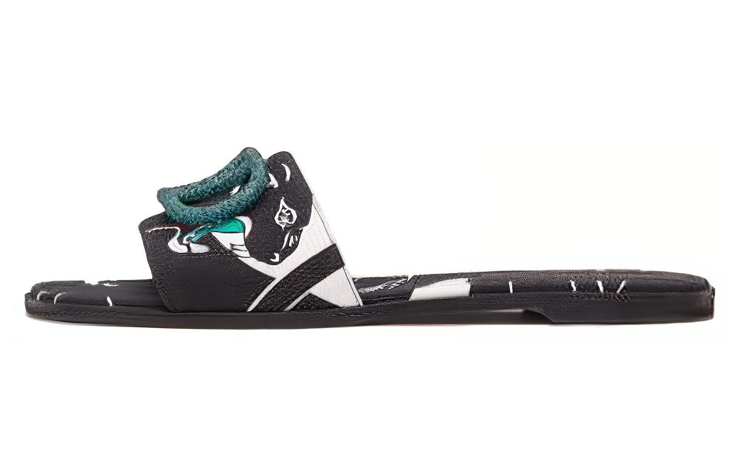 Buy (W) Valentino Leren Open Slipper Rond-Neus ''Zwart'' 3W2S0BD5ISYQD7