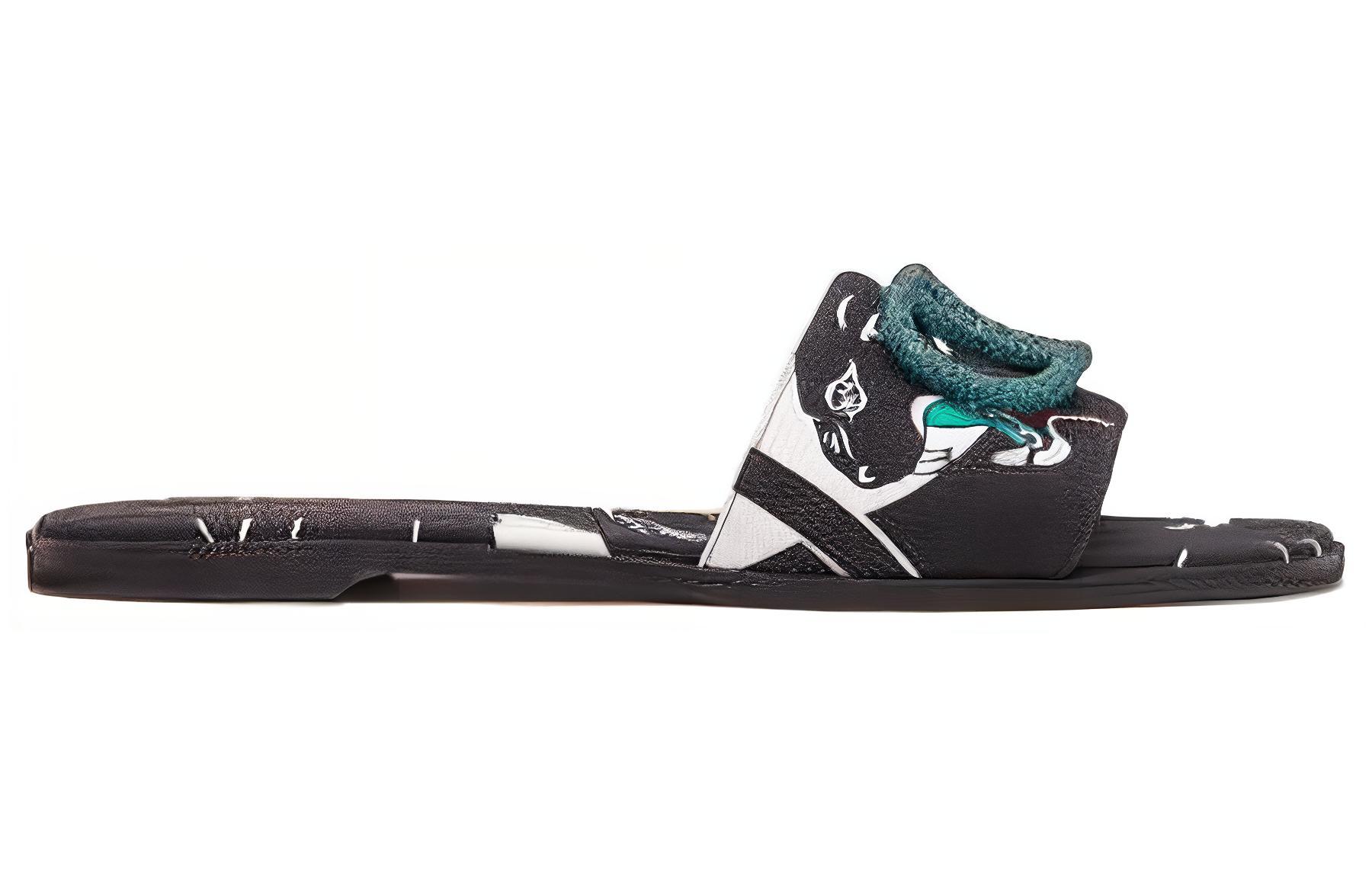 Order (W) Valentino Leren Open Slipper Rond-Neus ''Zwart'' 3W2S0BD5ISYQD7