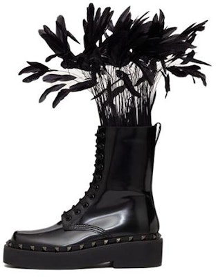 (Women) Valentino Leather Round Toe Lace-Up Chunky Heel Short Boots 'Black' 3W0S0HZ3UCV0NO Buy (Women) Valentino Leather Round Toe Lace-Up Chunky Heel Short Boots 'Black' 3W0S0HZ3UCV0NO