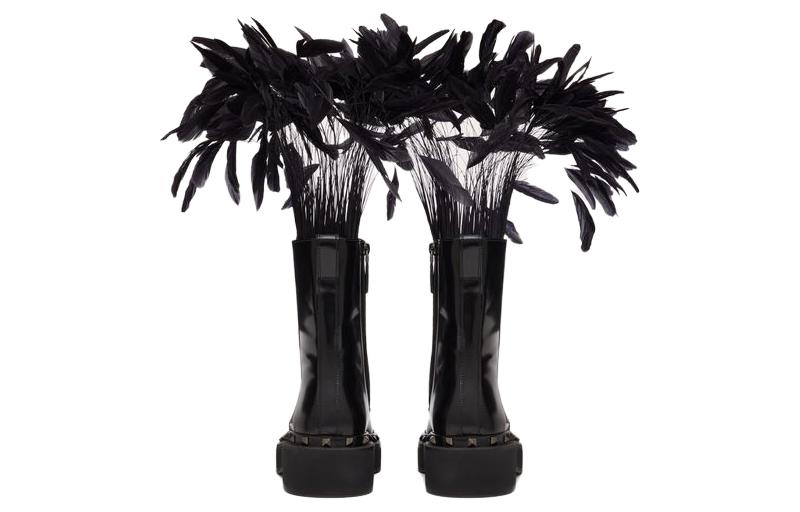 Purchase (W) Bottes Courtes à Lacets en Cuir Valentino à Talons Épais ''Noir''. 3W0S0HZ3UCV0NO