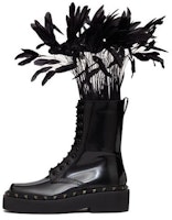 (Women) Valentino Leather Round Toe Lace-Up Chunky Heel Short Boots 'Black' 3W0S0HZ3UCV0NO (Women) Valentino Leather Round Toe Lace-Up Chunky Heel Short Boots 'Black' 3W0S0HZ3UCV0NO