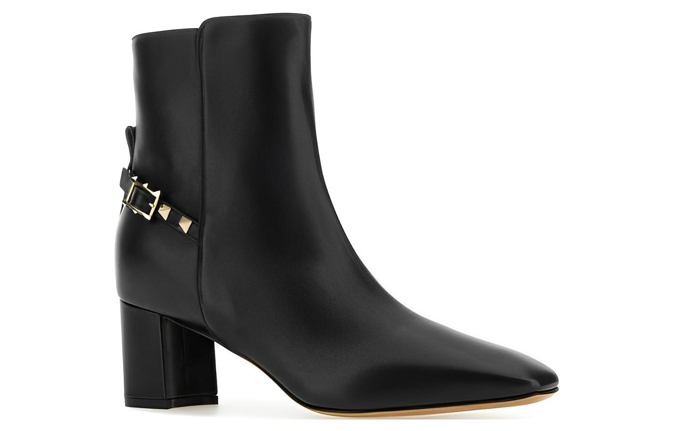 (W) Valentino Leather Round Toe Pull-On Ankle Boots 'Black' 圖 2