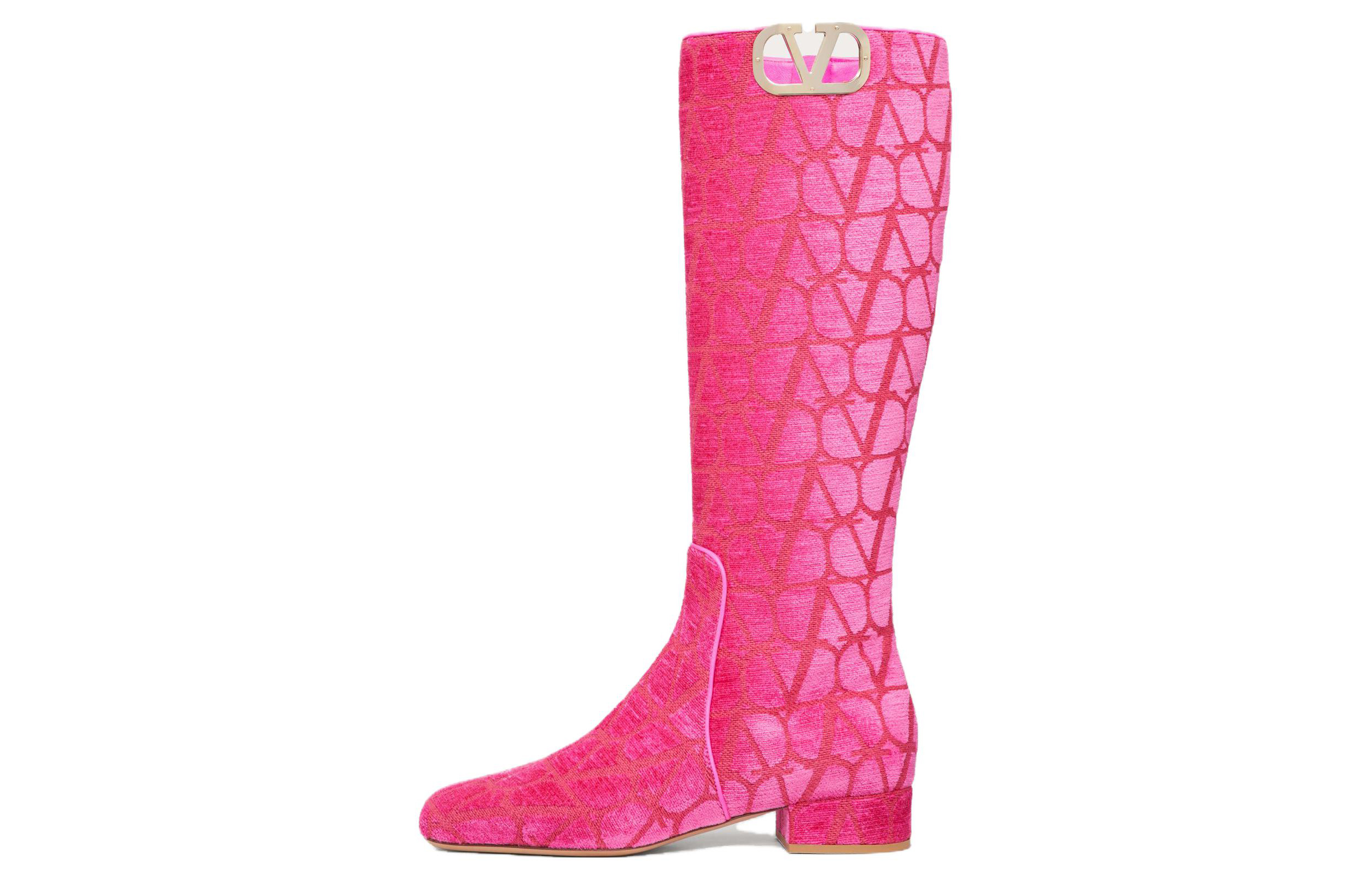 (Women) Valentino Leather Round Toe Zip High-Top Boot 'Pink' 2W2S0FT9EBHUWT