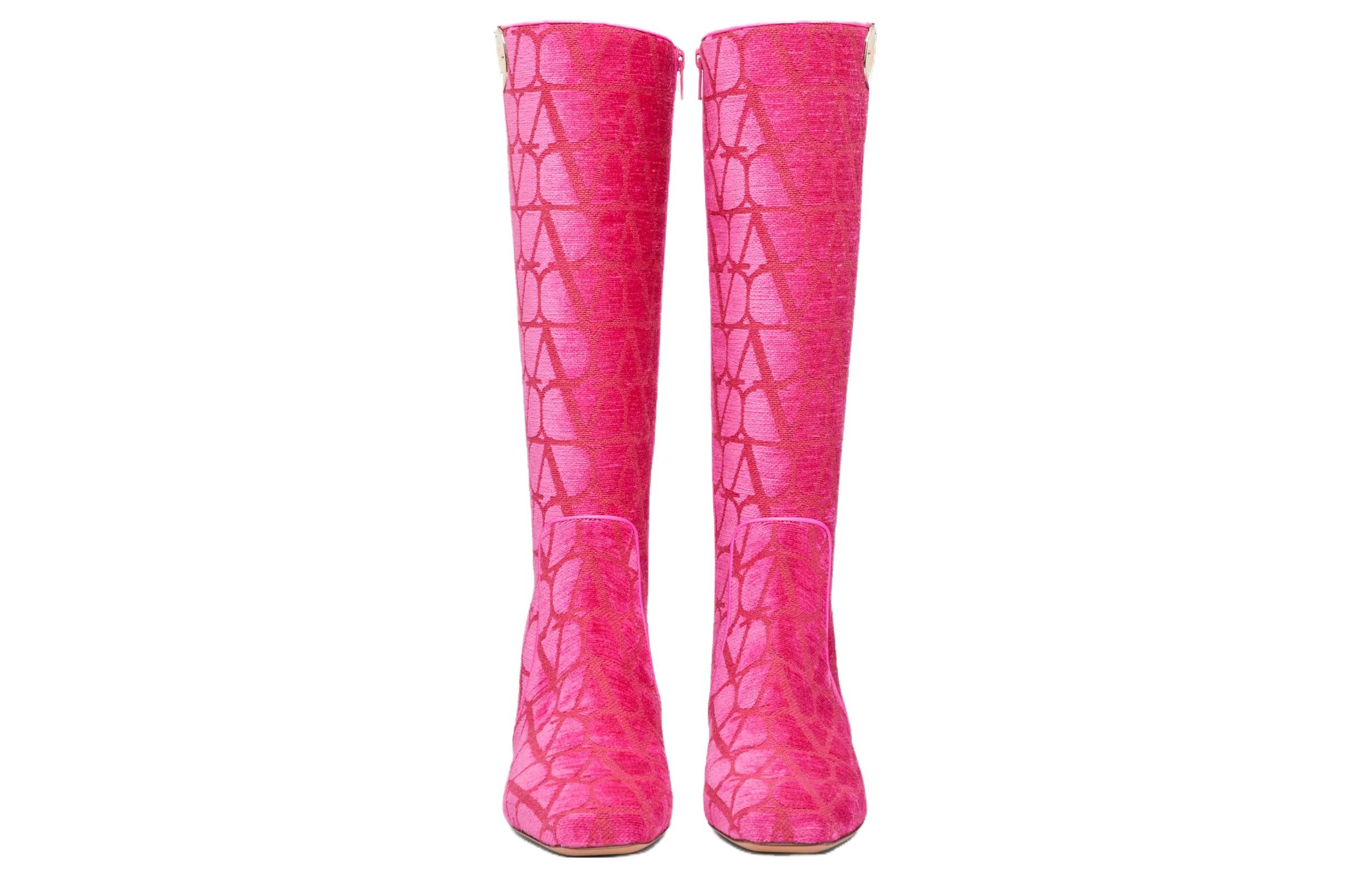 (W) Valentino Leather Round Toe Zip High-Top Boot 'Pink' 圖 3