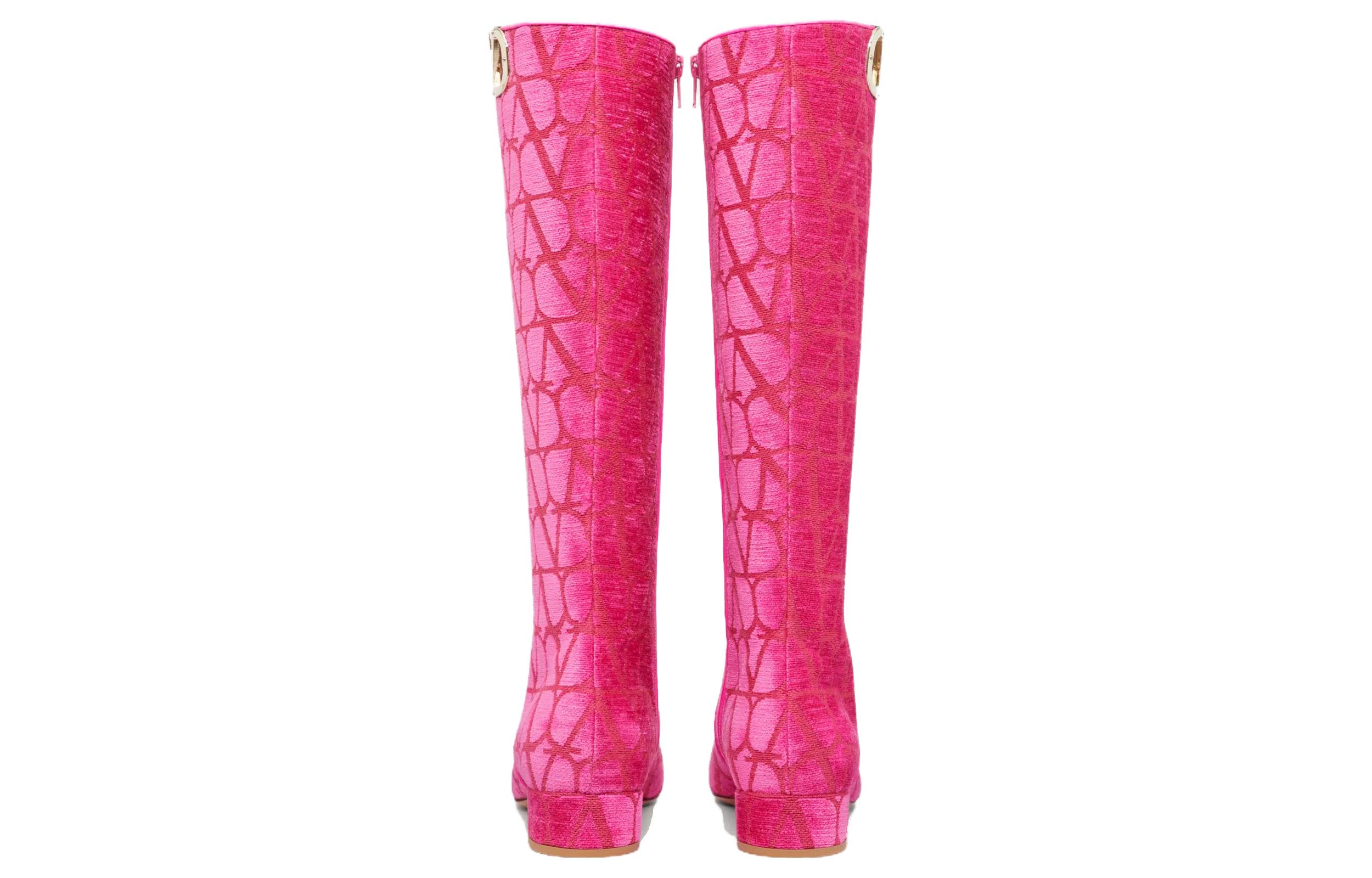 (W) Valentino Leather Round Toe Zip High-Top Boot 'Pink' 圖 4