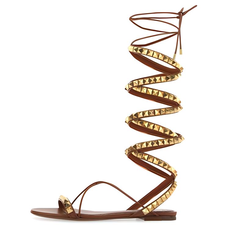 (Women) Valentino Leather Sandal 'Brown' XW0S0EJ1HYHHG5