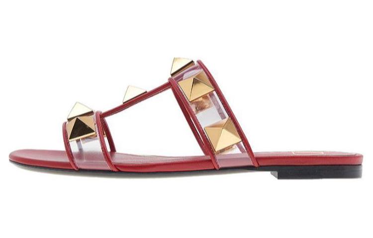 (W) Valentino Leather Slide 'Red'