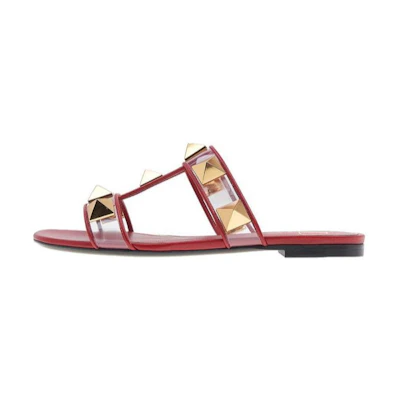 (W) Valentino Leather Slide 'Red'