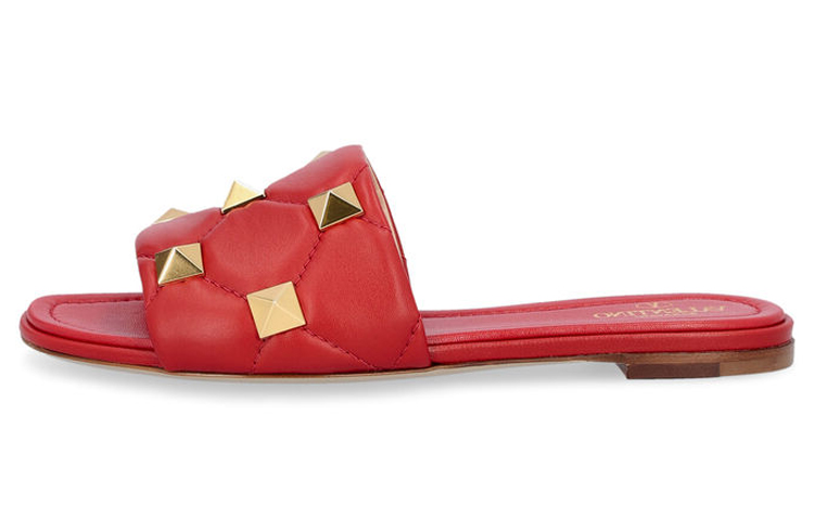Buy (W) 华伦天奴红色铆钉时尚皮革拖鞋 XW2S0BK4ZCG0RO