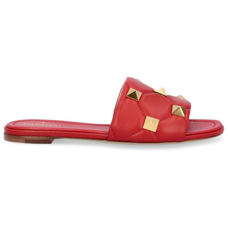 (W) Valentino Leather Stud 'Fashion Slide Red' 圖 2