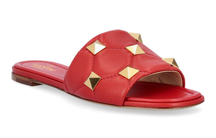 (W) Valentino Leather Stud 'Fashion Slide Red' 圖 3