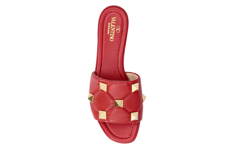 (W) Valentino Leather Stud 'Fashion Slide Red' 圖 4