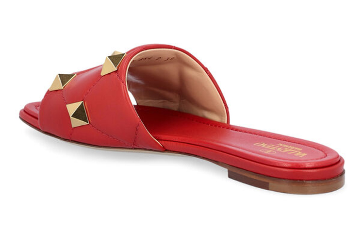 (W) Valentino Leather Stud 'Fashion Slide Red' 圖 5
