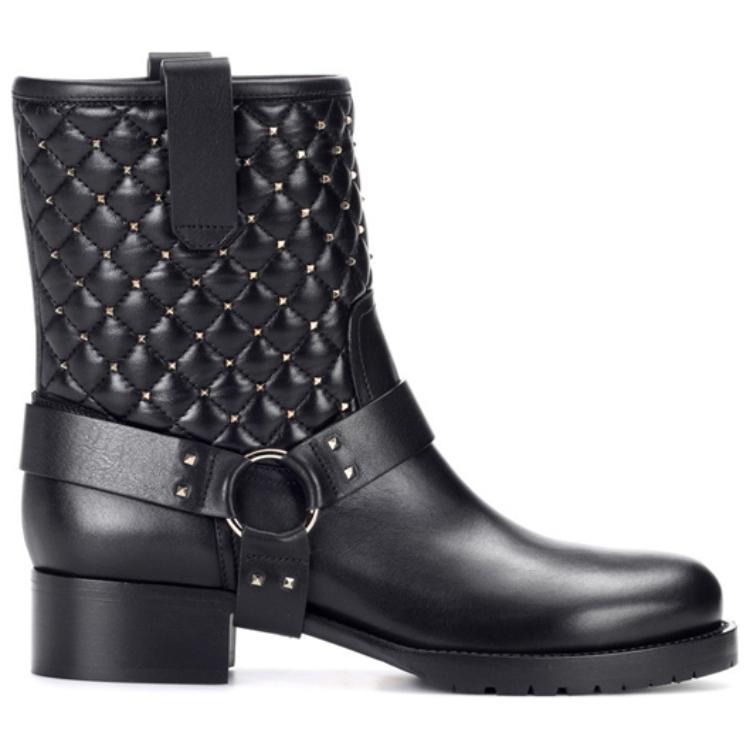 (W) Valentino Leather Stud Ankle Boot 'Quilted Black' 圖 2