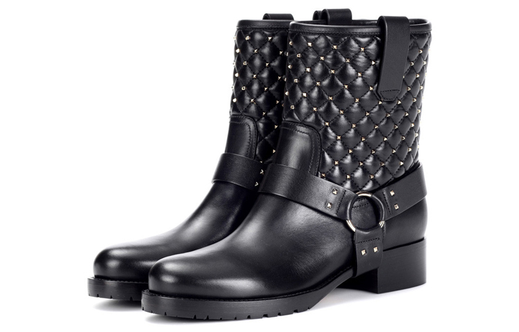 (W) Valentino Leather Stud Ankle Boot 'Quilted Black' 圖 3