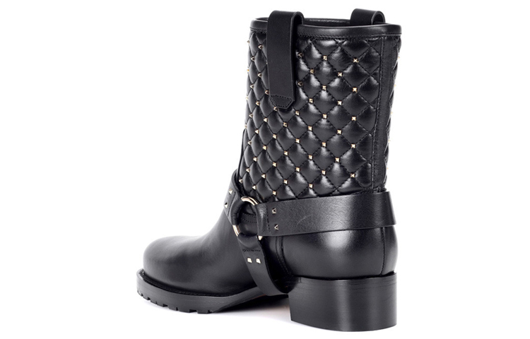 (W) Valentino Leather Stud Ankle Boot 'Quilted Black' 圖 4
