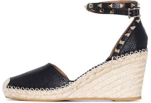 (Women) Valentino Leather Studded Buckle Wedge 'Black Beige' 2W2S0780VTON02 Buy (Women) Valentino Leather Studded Buckle Wedge 'Black Beige' 2W2S0780VTON02