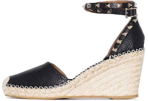 (Women) Valentino Leather Studded Buckle Wedge 'Black Beige' 2W2S0780VTON02 (Women) Valentino Leather Studded Buckle Wedge 'Black Beige' 2W2S0780VTON02