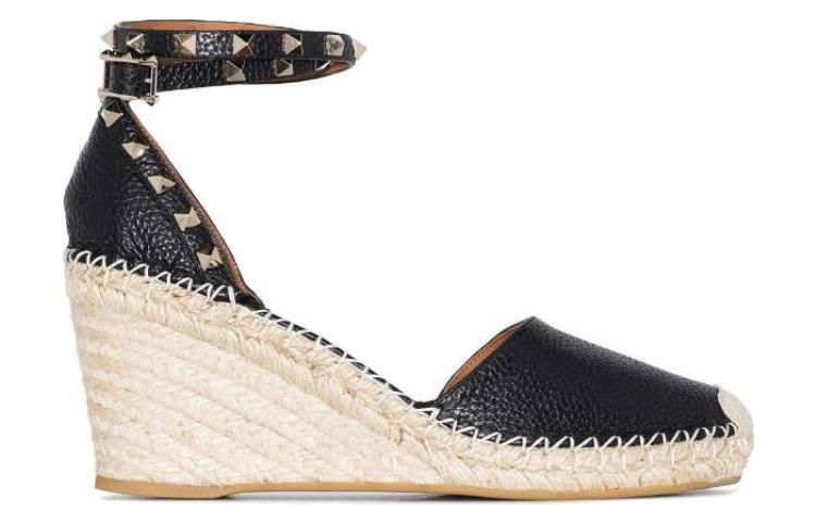 Order (W) Valentino Sandalias de Cuña con Tachuelas de Cuero 'Negro Beige' 2W2S0780VTON02