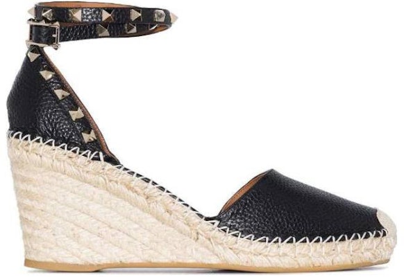 (Women) Valentino Leather Studded Buckle Wedge 'Black Beige' 2W2S0780VTON02 Order (Women) Valentino Leather Studded Buckle Wedge 'Black Beige' 2W2S0780VTON02