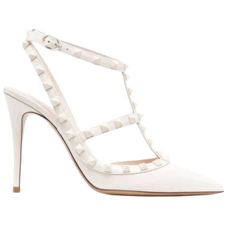 (W) Valentino Leather Studded Slide 'White Fashion' 圖 2