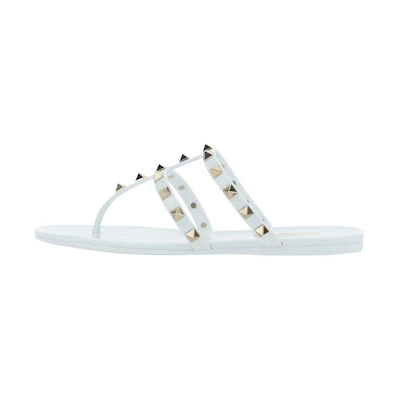 (W) Valentino Leather White 'Studded Slide'