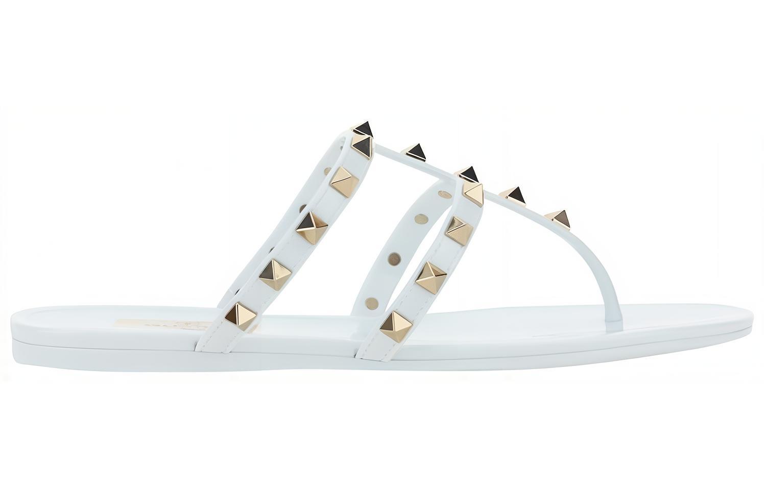 (W) Valentino Leather White 'Studded Slide' 圖 2