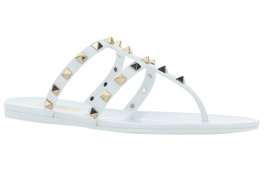 (W) Valentino Leather White 'Studded Slide' 圖 3