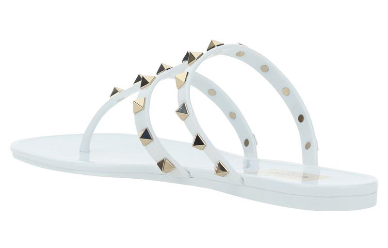 (W) Valentino Leather White 'Studded Slide' 圖 4