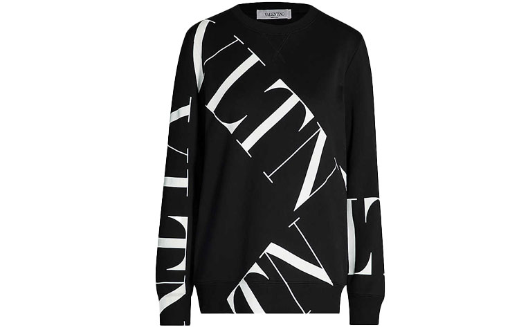 Order (W) Valentino 黑色LOGO印花圓領長袖上衣 SB3MF02R4T90NI